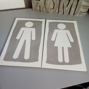 Bathroom‎ Signs His And Hers White And Grey